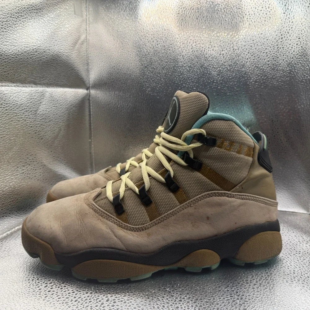 Size 8.5 Jordan Winterized 6 Rings Khaki Gamma Blue Mens Sneaker Shoe 414845-204
